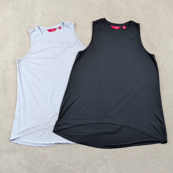 G.I.L.I. Modern High Low Tank Top Bundle 2pk Large Black Gray Modal Athleisure — photo 2